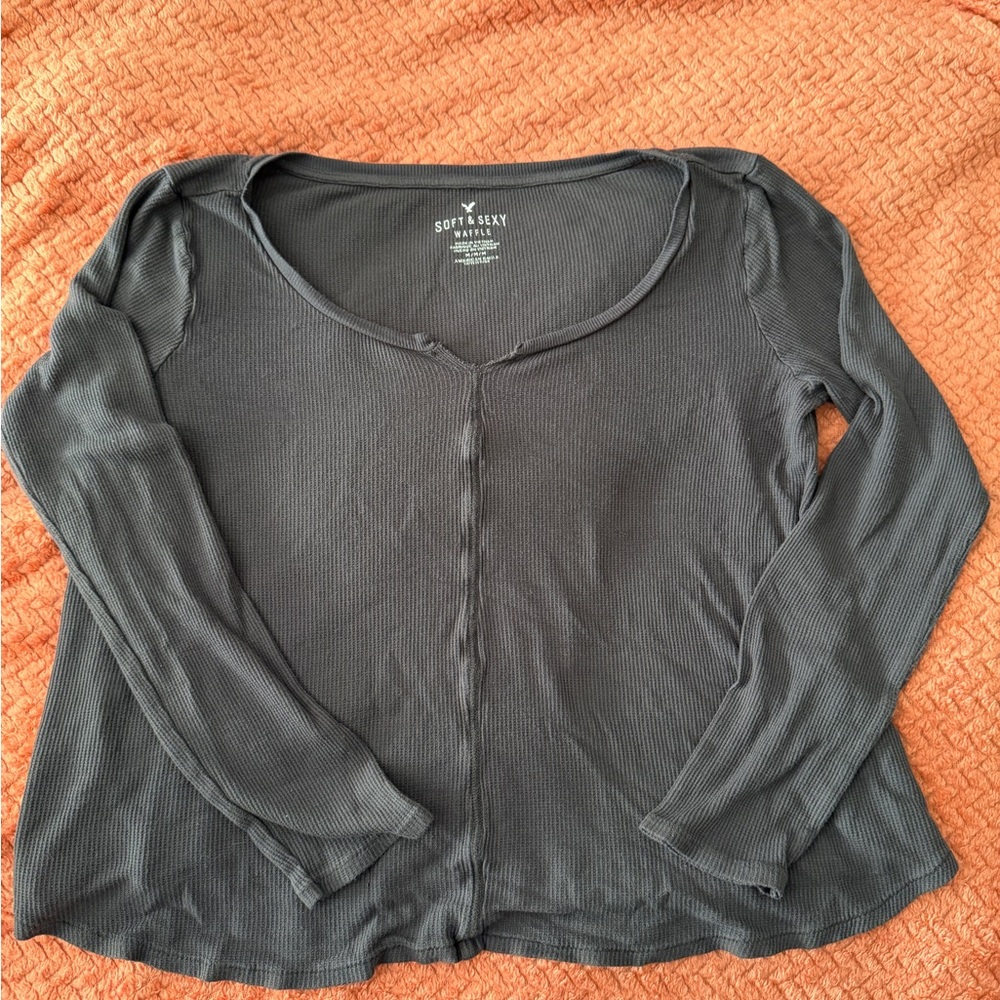 American Eagle Outfitters Dark Gray Long Sleeve Top